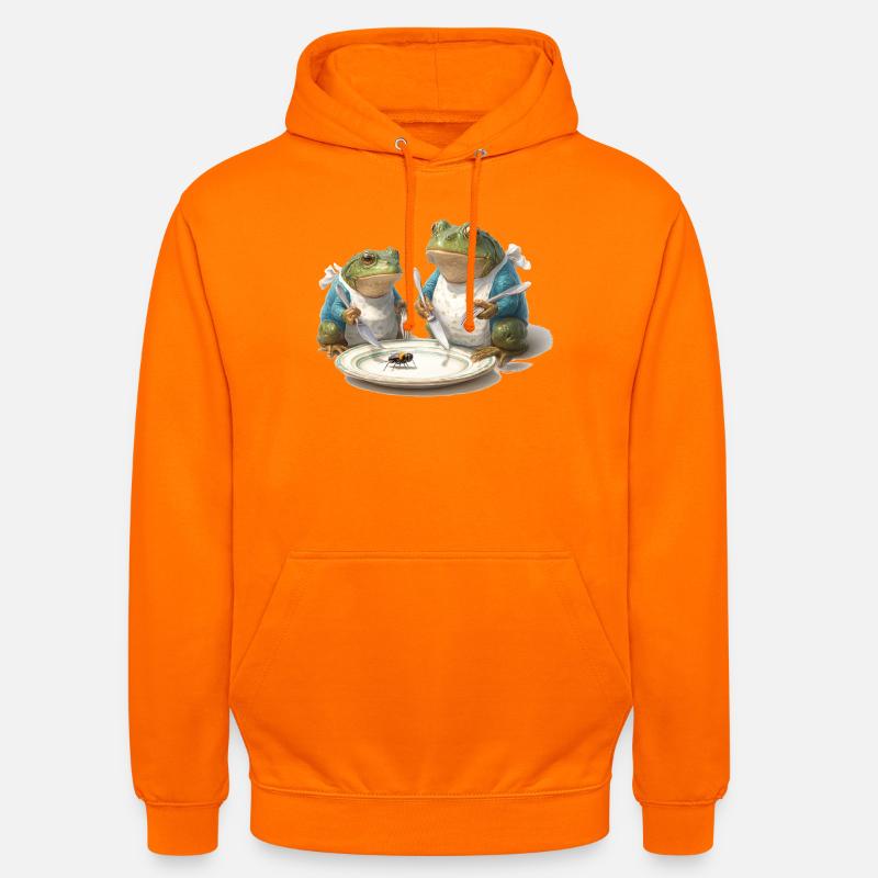 Frog Dinner: Fly on a Plate - Unisex Hoodie - orange