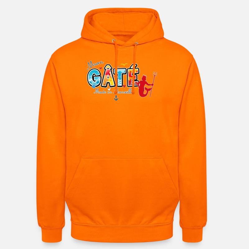 Mon Gâté Expression Marseillaise Poséidon Provence - Sweat-shirt à capuche unisexe - orange