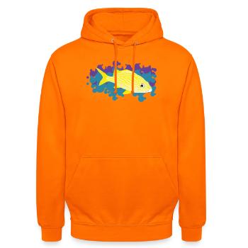 Gelber Corocoro – Haemulon flavolineatum - Unisex Hoodie - Orange - Vorne - AI Model Male 185 light (185cm) & AI Model Female 180 light (180cm)