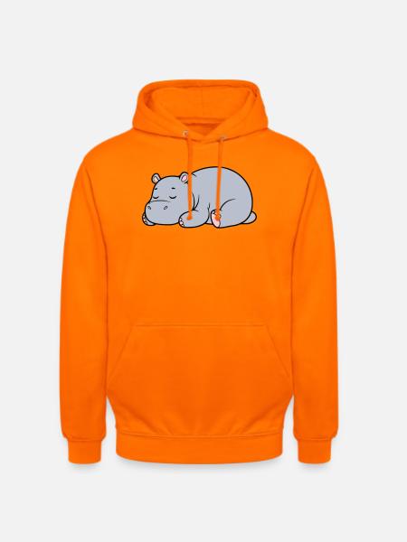 Sleeping Hippopotamus Tired Lazy Vector - Unisex Hoodie - orange