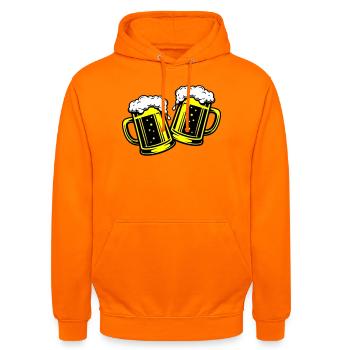 Bierglas Bier Anstossen - Unisex Hoodie - Orange - Vorne - AI Model Male 185 light (185cm) & AI Model Female 180 light (180cm)