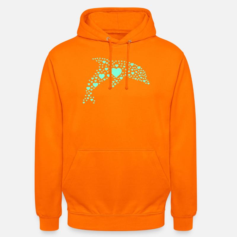 Dolphin Heart Pattern - Unisex Hoodie - orange