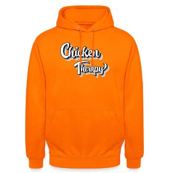 Fans de poulet - Coq - Coq - Poulet de soie - Bio - Sweat-shirt à capuche unisexe - orange - Devant - AI Model Male 185 light (185cm) & AI Model Female 180 light (180cm)