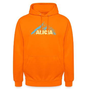 Geschenk für Alicia - Unisex Hoodie - Orange - Vorne - AI Model Male 185 light (185cm) & AI Model Female 180 light (180cm)