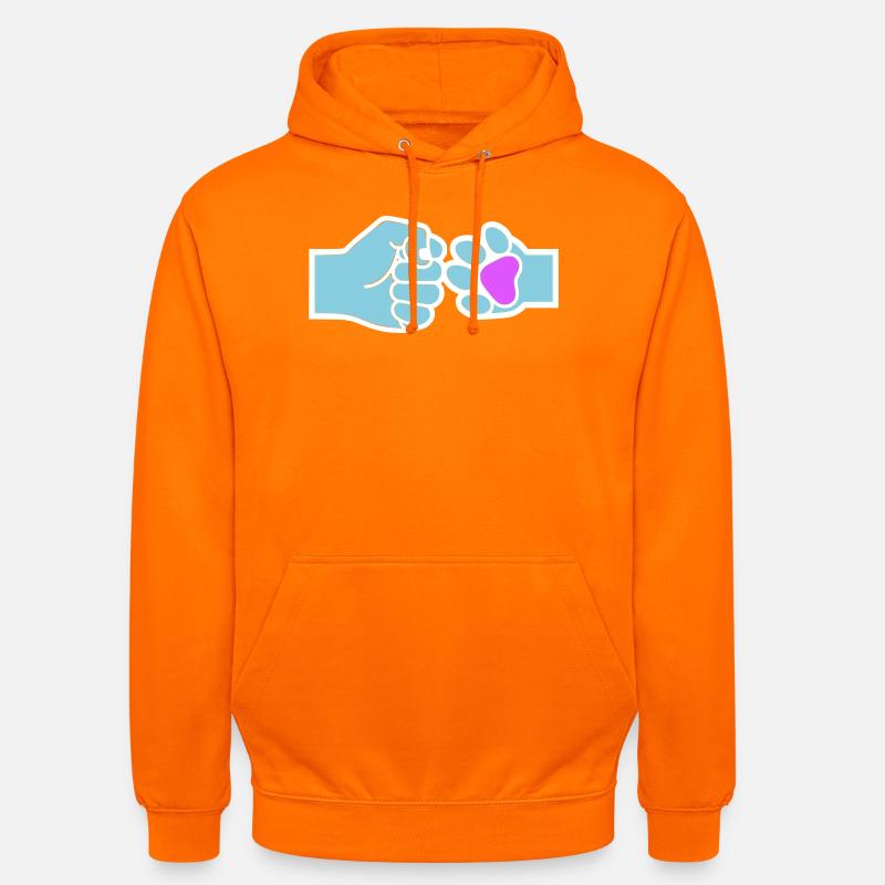 Faust Pfote Check Mensch Tier Team - Unisex Hoodie - Orange
