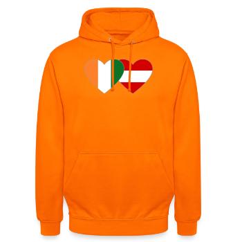 Cœur du drapeau de la Côte d’Ivoire - Sweat-shirt à capuche unisexe - orange - Devant - AI Model Male 185 light (185cm) & AI Model Female 180 light (180cm)