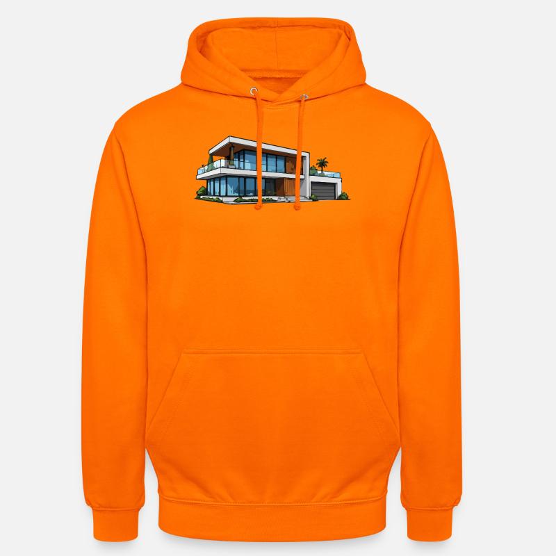 Illustration d’architecture moderne de villas - Sweat-shirt à capuche unisexe - orange