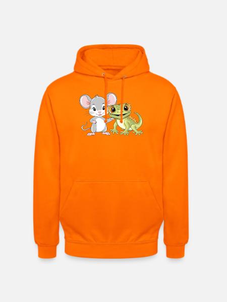 Little_mouse_and_gecko_are_best_friends - Unisex Hoodie - Orange