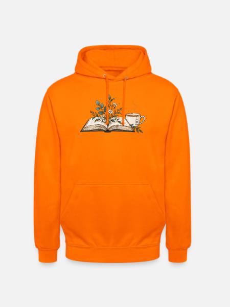 Buch mit Blumen & Teetasse - Unisex Hoodie - Orange