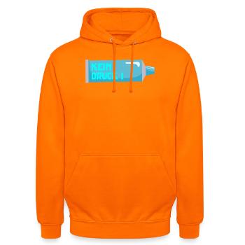 STRESS KEIN DRUCK - Unisex Hoodie - Orange - Vorne - AI Model Male 185 light (185cm) & AI Model Female 180 light (180cm)