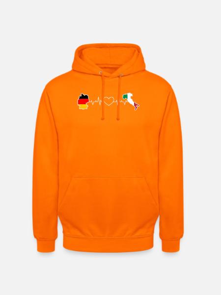 Le battement de cœur de l’Allemagne et de l’Italie - Sweat-shirt à capuche unisexe - orange