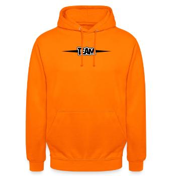 Équipe - Sweat-shirt à capuche unisexe - orange - Devant - AI Model Male 185 light (185cm) & AI Model Female 180 light (180cm)