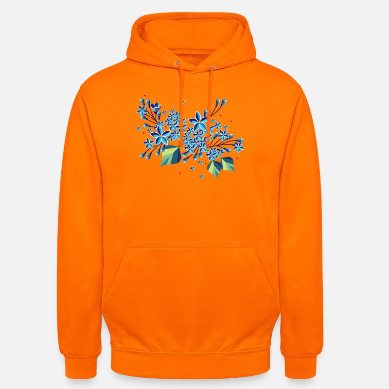 Branche de lilas – des tons bleus élégants dans un design moderne - Sweat-shirt à capuche unisexe - orange
