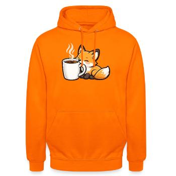 Kuschelfuchs mit Kaffee - Unisex Hoodie - Orange - Vorne - AI Model Male 185 light (185cm) & AI Model Female 180 light (180cm)