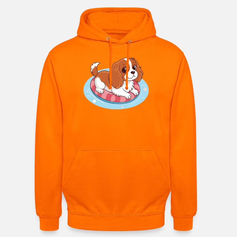 Chiot nageur sur bouée estivale - Sweat-shirt à capuche unisexe - orange