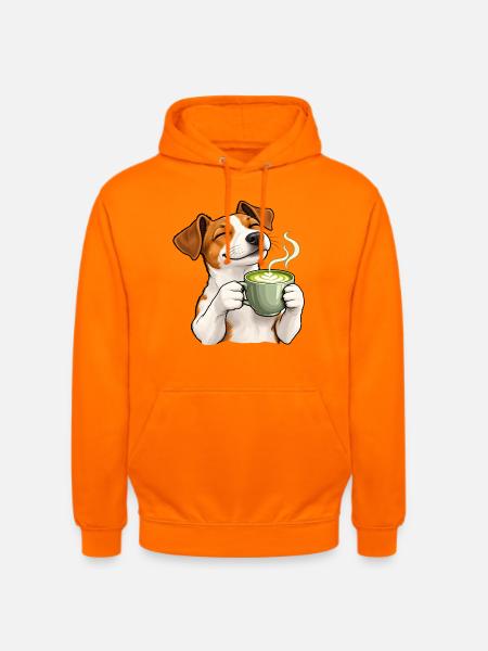 Jack Russell mit Matcha Latte - Unisex Hoodie - Orange