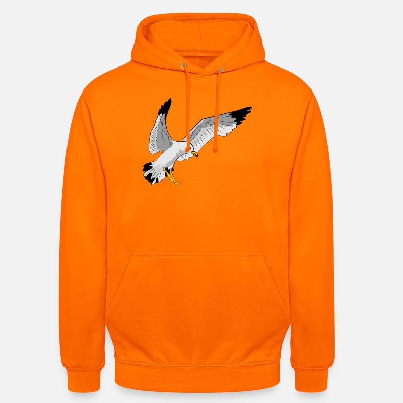 Stilvolle Seevogel Silhouette einer Möwe - Unisex Hoodie - Orange