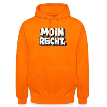 Moin suffit comme dire en allemand du Nord - Sweat-shirt à capuche unisexe - orange - Devant - AI Model Male 185 light (185cm) & AI Model Female 180 light (180cm)