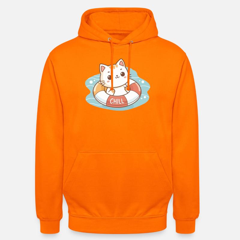 Chat sur Bouée Chill - Sweat-shirt à capuche unisexe - orange