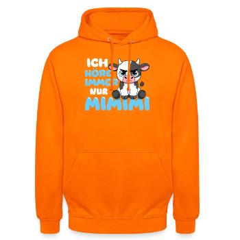 Ich Höre Immer Nur Mimimi Kuh - Unisex Hoodie - Orange - Vorne - AI Model Male 185 light (185cm) & AI Model Female 180 light (180cm)