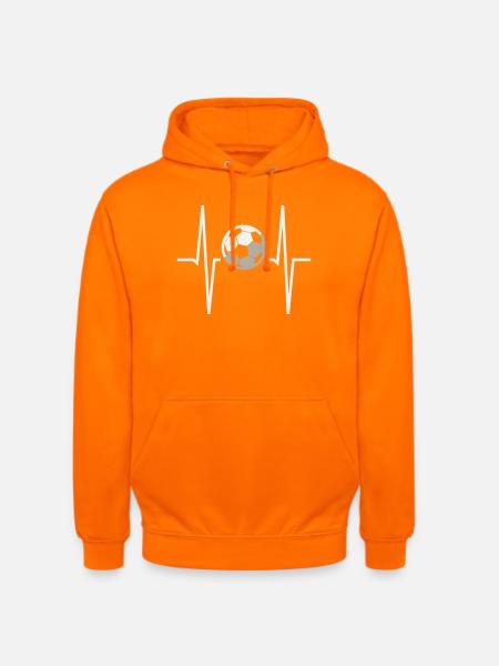 Fußball-Herzfrequenz-EKG Herzfrequenzmonitor Fußballfan - Unisex Hoodie - Orange