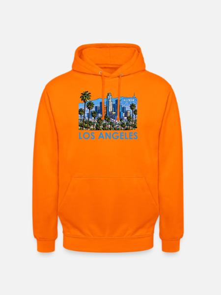 Los Angeles Skyline Palmen Illustration - Unisex Hoodie - Orange