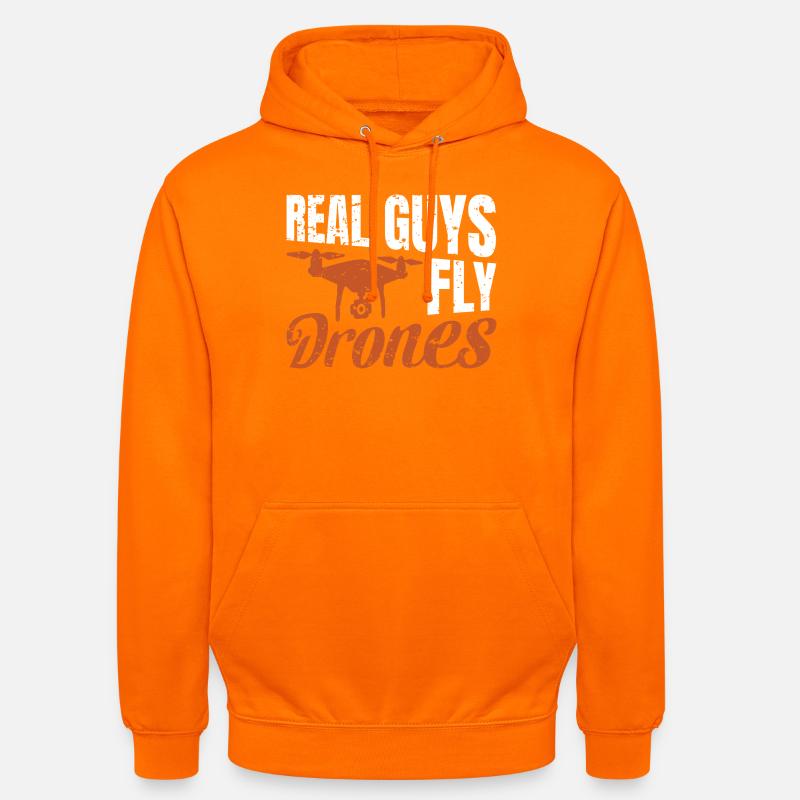 De vrais gars pilotent des drones - Sweat-shirt à capuche unisexe - orange