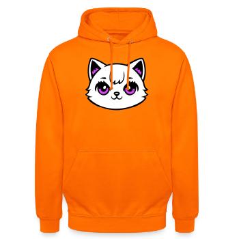 Cat Head Pink Eyes White Kitty Cute Kawaii Pink - Unisex Hoodie - orange - Front - AI Model Male 185 light (185cm) & AI Model Female 180 light (180cm)
