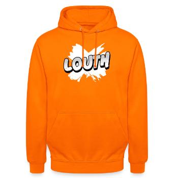 County Louth, Irland - Unisex Hoodie - Orange - Vorne - AI Model Male 185 light (185cm) & AI Model Female 180 light (180cm)
