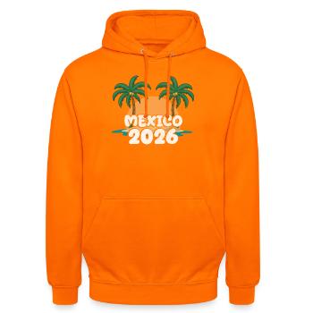 Mexico 2026 - Unisex Hoodie - orange - Front - AI Model Male 185 light (185cm) & AI Model Female 180 light (180cm)
