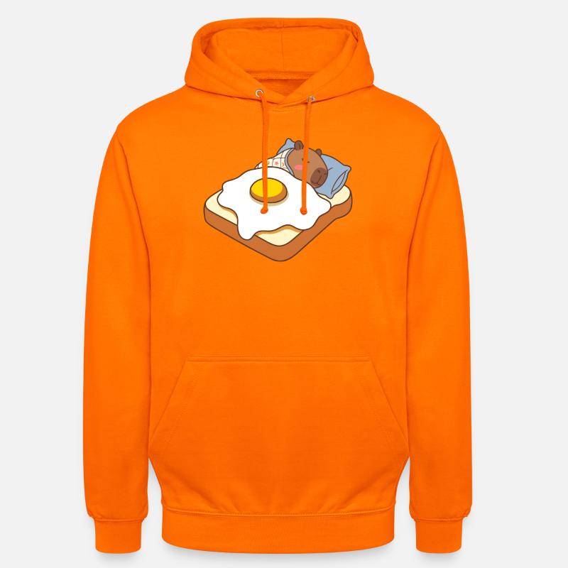 Eggpybara: Cute Capybara  sleeping on a Toast  - Unisex Hoodie - orange