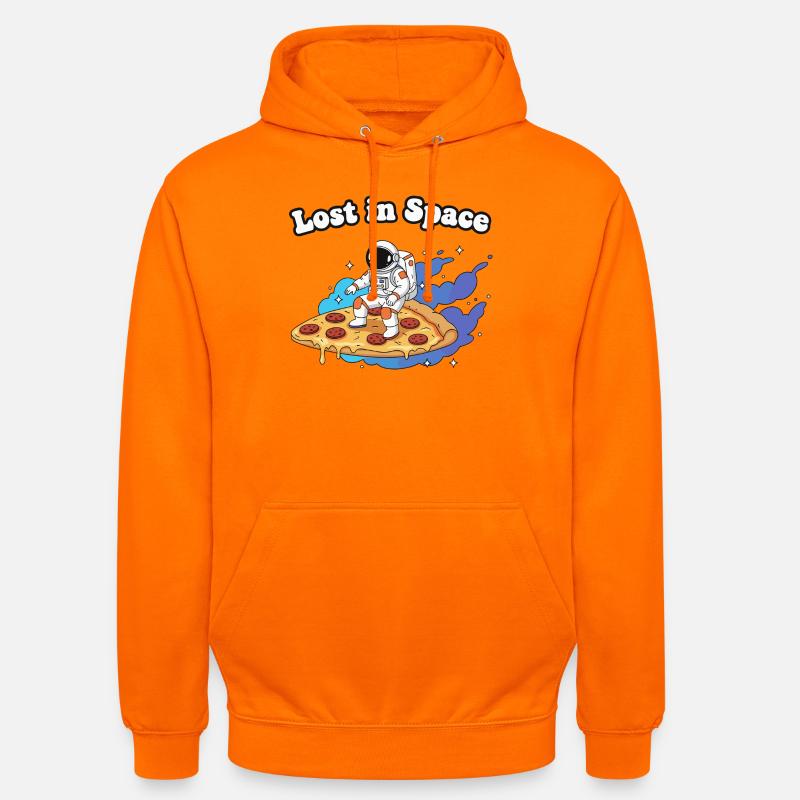 Astronaute sur une pizza dans l’espace - Sweat-shirt à capuche unisexe - orange