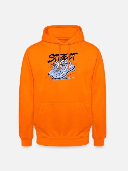 Blaues Sneaker-Design im Skizzenstil - Unisex Hoodie - Orange
