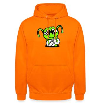 Caterpillar Middle Finger Insult Hole Sunglasses - Unisex Hoodie - orange - Front - AI Model Male 185 light (185cm) & AI Model Female 180 light (180cm)