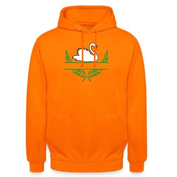 Schwanen-Lorbeerkranz mit Namensraum - Unisex Hoodie - Orange - Vorne - AI Model Male 185 light (185cm) & AI Model Female 180 light (180cm)