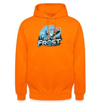  Ride The Frost Snowboard Motiv Für Snowboarder - Unisex Hoodie - Orange - Vorne - AI Model Male 185 light (185cm) & AI Model Female 180 light (180cm)