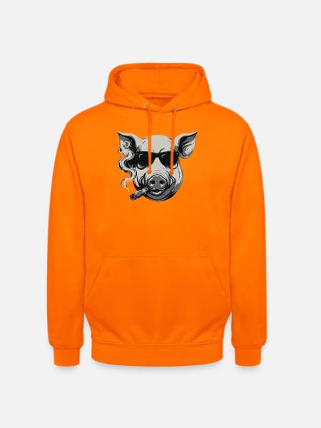 Rauchendes Schwein mit Sonnenbrille - Unisex Hoodie - Orange