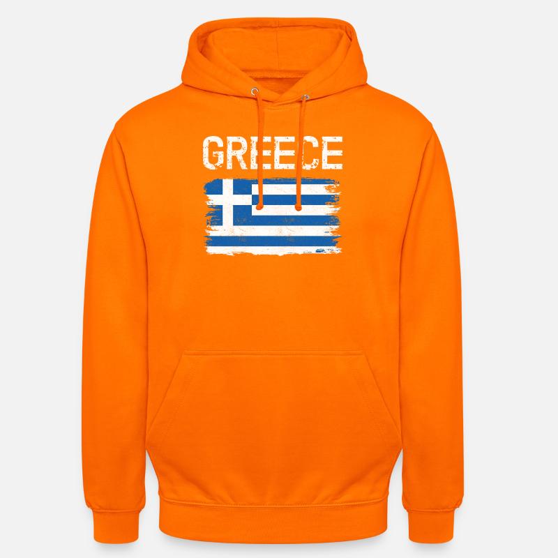 Graphique du drapeau grec vieilli - Sweat-shirt à capuche unisexe - orange