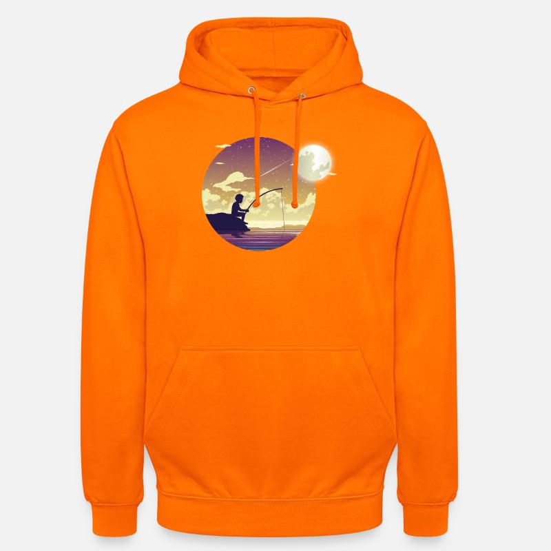 Pêcheur au clair de lune - Sweat-shirt à capuche unisexe - orange
