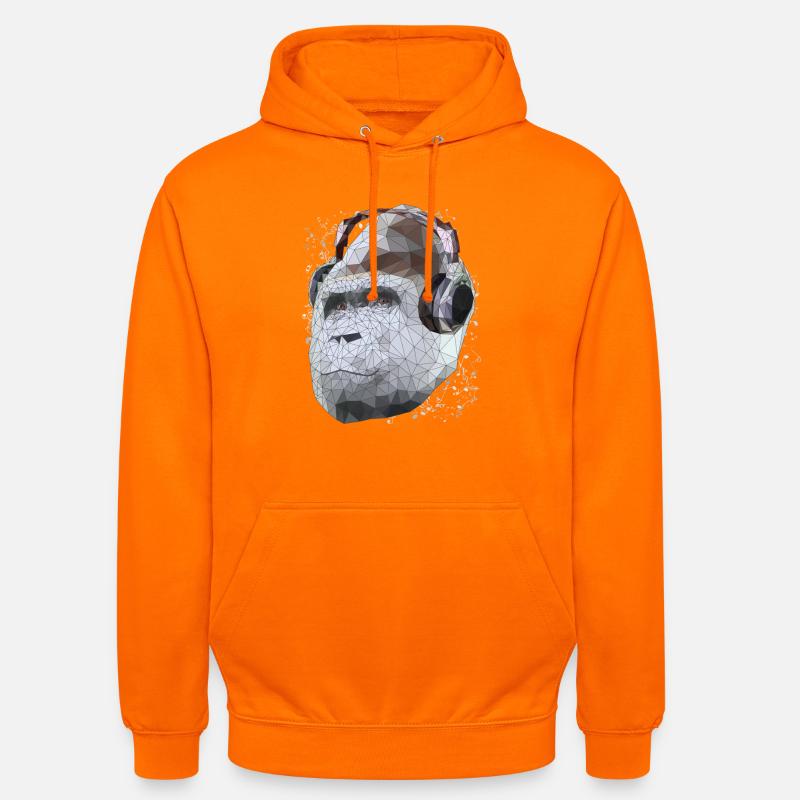 Gorille avec casque Low Poly Pop Art - Sweat-shirt à capuche unisexe - orange