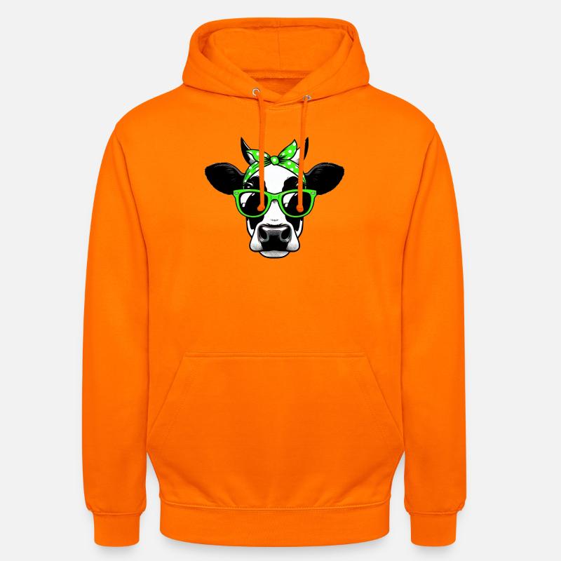 Vache avec lunettes de soleil - Sweat-shirt à capuche unisexe - orange