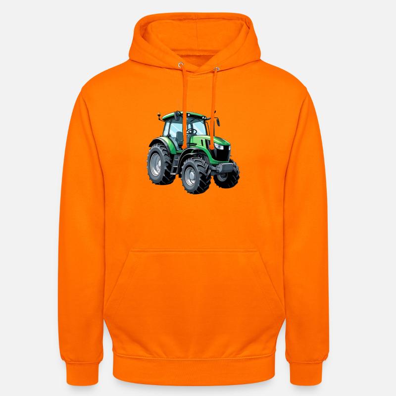 Grønn traktor med moderne estetikk - Unisex-hettegenser - oransje