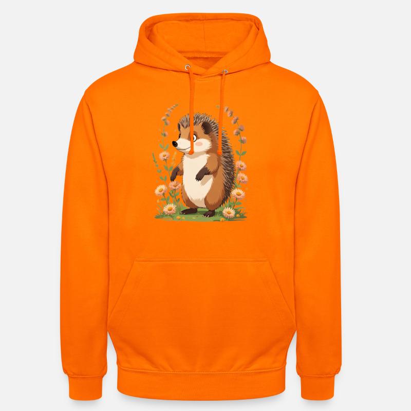 Hérisson mignon avec couronne de fleurs - Sweat-shirt à capuche unisexe - orange
