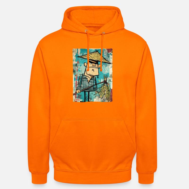 Graffiti Samouraï avec Balai - Sweat-shirt à capuche unisexe - orange
