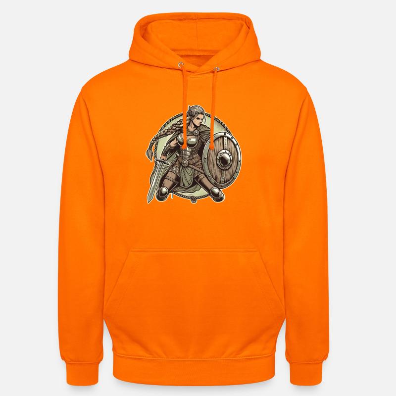 Guerrier avec bouclier et épée - Sweat-shirt à capuche unisexe - orange