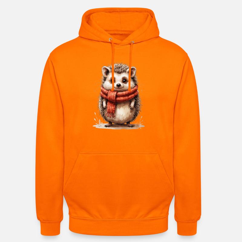 Hérisson d’hiver avec écharpe rouge - Sweat-shirt à capuche unisexe - orange