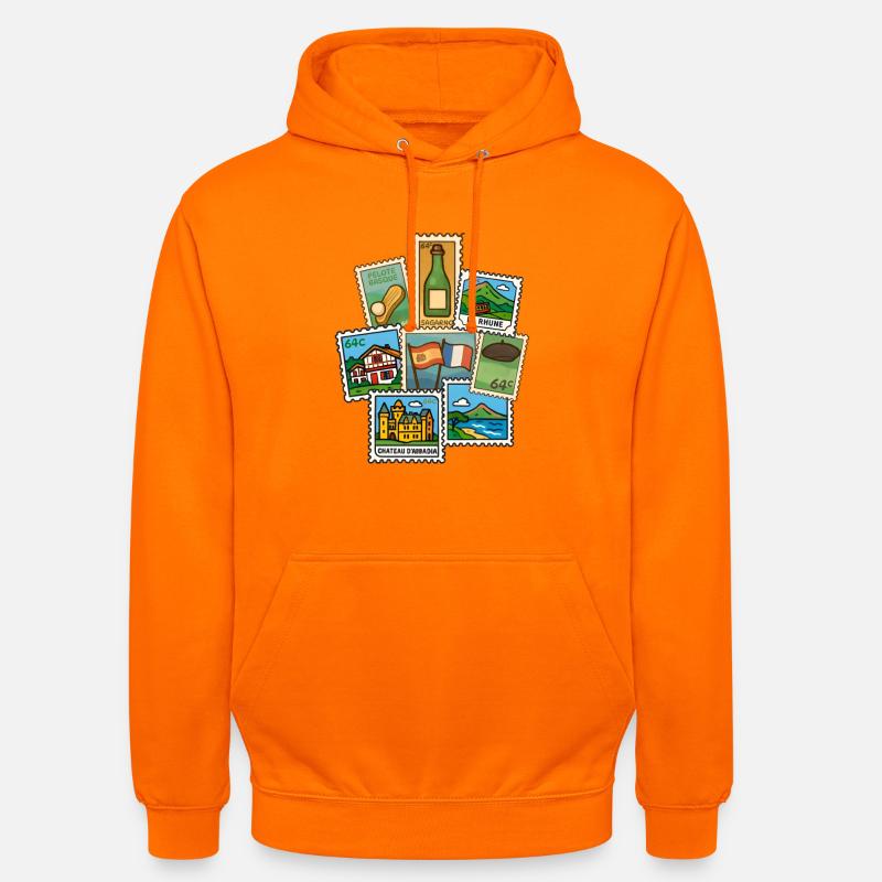Timbres Basques Pays Basque Euskadi Lauburu Fierté - Sweat-shirt à capuche unisexe - orange