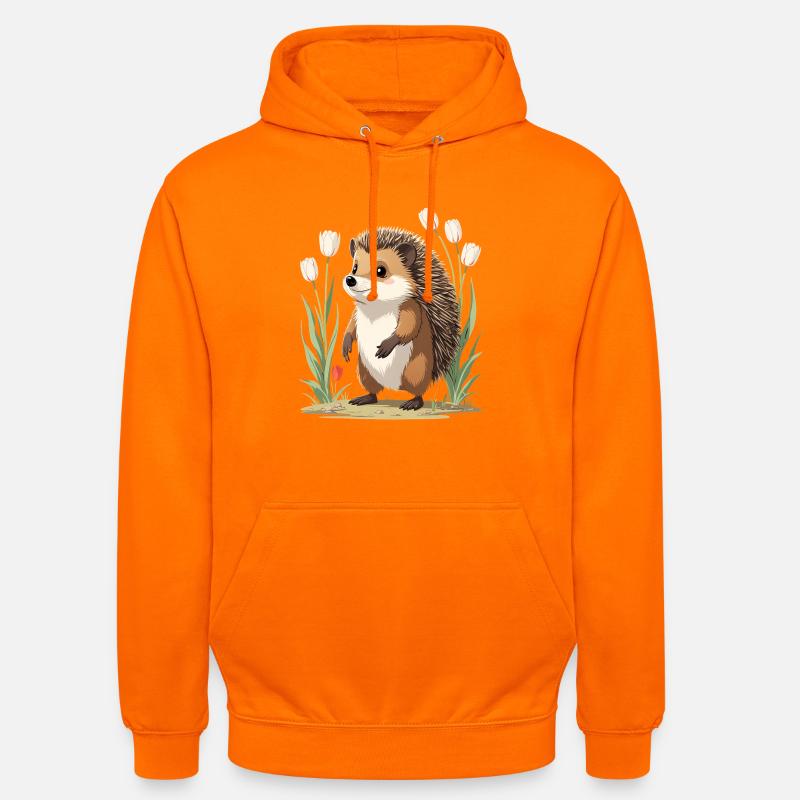 Hérisson dans le parterre de tulipes - Sweat-shirt à capuche unisexe - orange