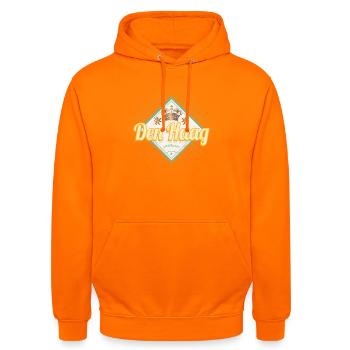 Le souvenir rétro Holland de La ville de La Haye aux Pays-Bas - Sweat-shirt à capuche unisexe - orange - Devant - AI Model Male 185 light (185cm) & AI Model Female 180 light (180cm)