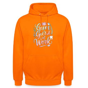 Parodontiste Guru des Gencives au travail dans les soins dentaires - Sweat-shirt à capuche unisexe - orange - Devant - AI Model Male 185 light (185cm) & AI Model Female 180 light (180cm)